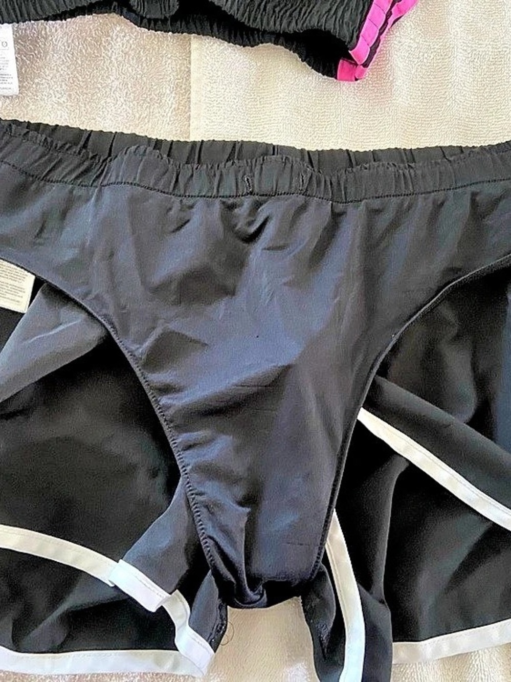 adidas Pacer 3-Stripes Woven Shorts Athletic Shorts Black & Pink Medium - Picture 7 of 8